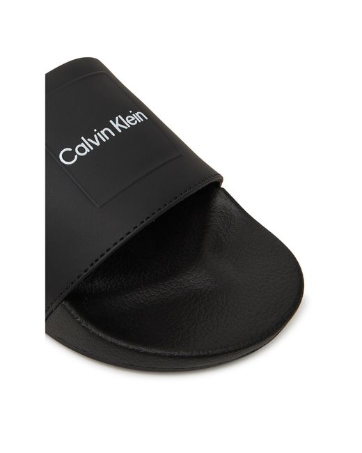Calvin Klein Pantoletten Pool Slide W/ Ck Square Hm0Hm01754 in Black für Herren