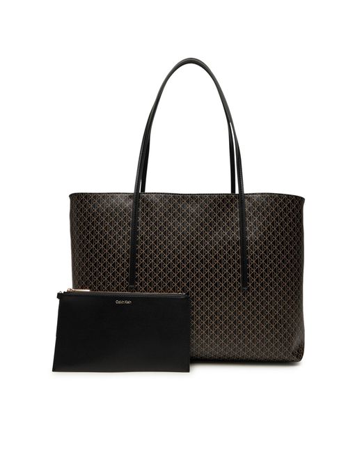 Calvin Klein Black Handtasche Emblem Aop Tote W/ Pouch Lv04F3266G