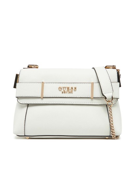 Guess White Wandelbare weiße schultertasche mit kettenhenkel