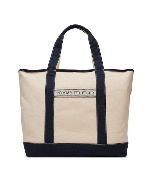 Tommy Hilfiger Black Handtasche Th Summer Canvas Tote Aw0Aw17421