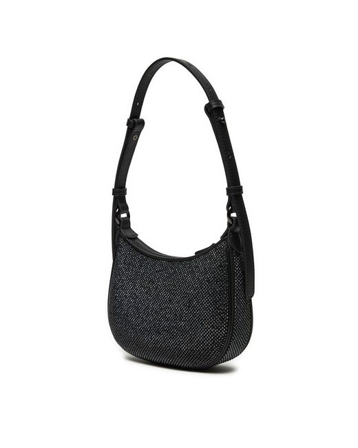 Pinko Black Tasche Borsa Half Moon Baby Full Strass Block Color + Pelle