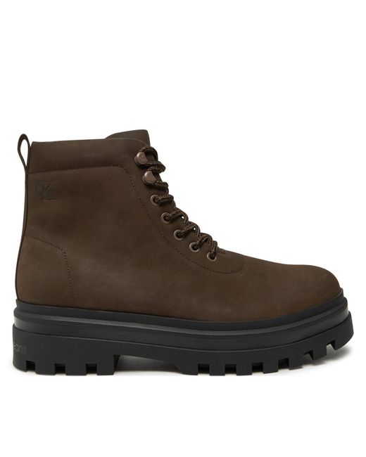 Calvin Klein Schnürstiefeletten Lugged Laceup Boot Oxf Hiking Nb Ym0Ym01076 in Brown für Herren