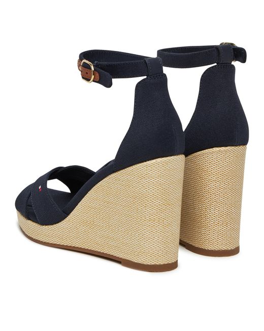 Tommy Hilfiger Blue Sandalen Flag High Wedge Espad Crisscross Fw0Fw08661