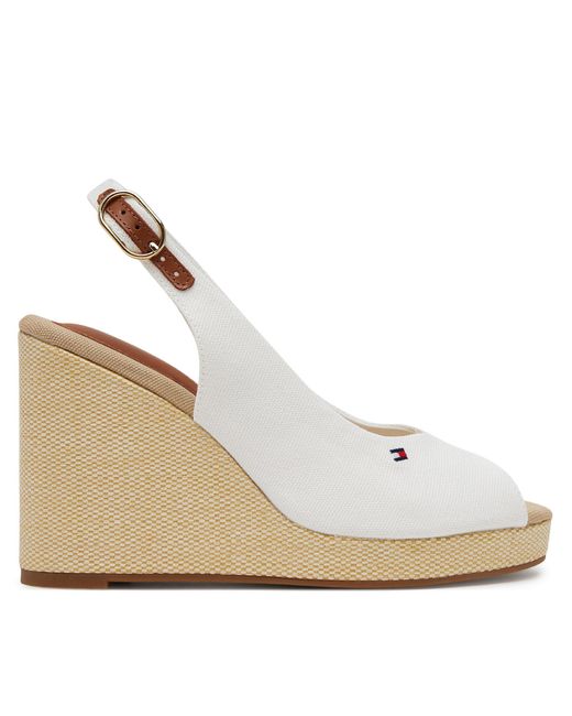 Tommy Hilfiger White Espadrilles Flag High Wedge Espad Slingback Fw0Fw08597