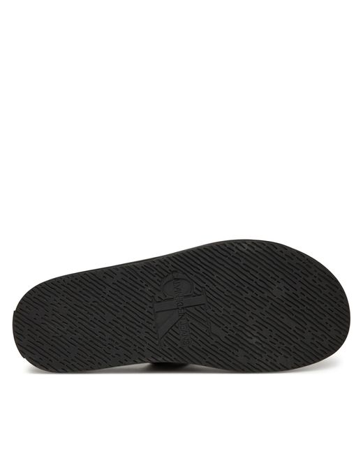 Calvin Klein Pantoletten Flat Molded Doublebar Sandal Lth Ym0Ym01226 in Black für Herren