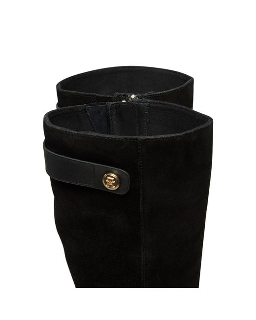 Tommy Hilfiger Black Stiefel Th Stud Leather Mix Long Boot Fw0Fw08341
