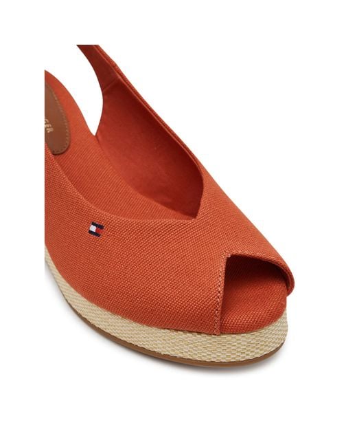 Tommy Hilfiger Brown Espadrilles Flag Mid Wedge Espad Slingback Fw0Fw08595
