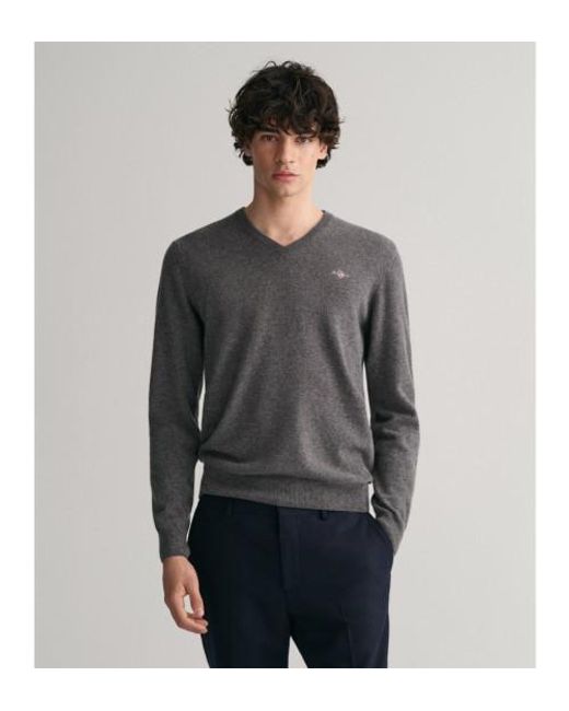 Pull À Col En V Gant pour homme en coloris Gray
