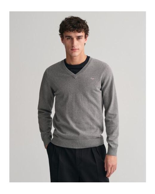 Pull Classique À Col En V Gant pour homme en coloris Gray