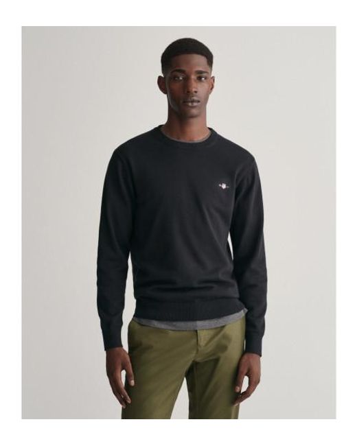 Pull Classique En Coton À Col Ras Du Cou Gant pour homme en coloris Black