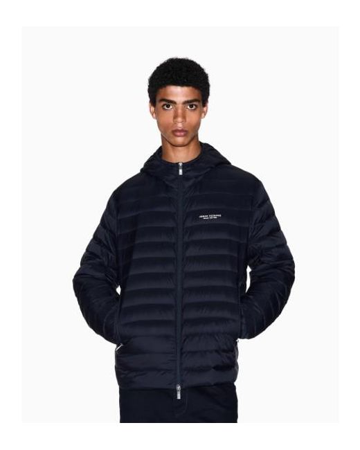 Veste En Duvet Avec Fermeture À Glissière Intégrale Et Capuche ARMANI EXCHANGE pour homme en coloris Blue