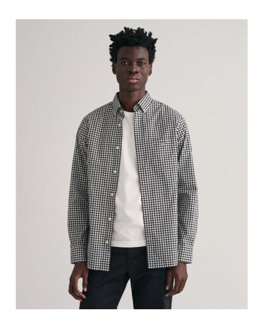 Chemise En Popeline À Carreaux Vichy Noire Regular Fit Gant pour homme en coloris Gray