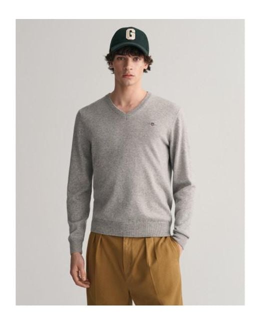 Pull À Col En V Gant pour homme en coloris Gray