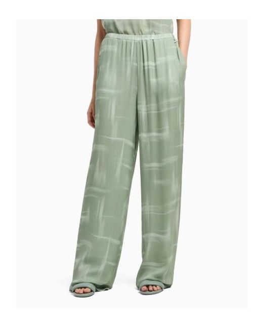 Pantalon Large À Taille Haute ARMANI EXCHANGE en coloris Green