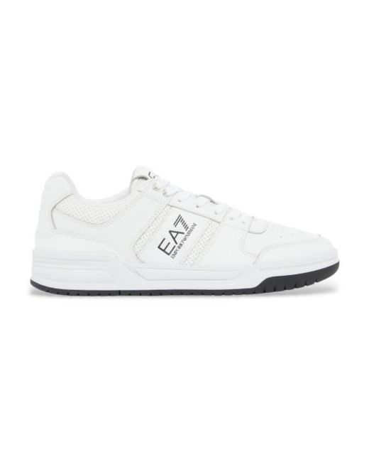 Baskets En Cuir Baseline Blanc, Noir EA7 en coloris White