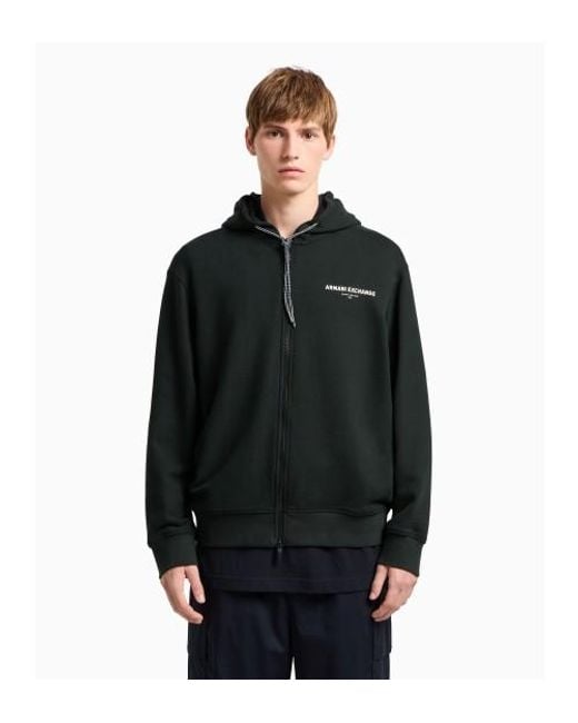 Sweat À Capuche Avec Capuche Et Fermeture Éclair Complète En Coton Carbonisé Noir ARMANI EXCHANGE pour homme en coloris Black