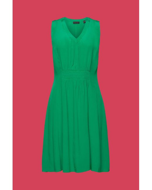 Esprit Green Midikleid A-Linien-Kleid mit gesmokter Taille