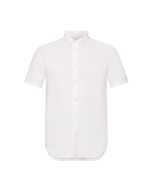 Esprit Overhemd Met Korte Mouwen Van Katoen En Linnen in het White voor heren