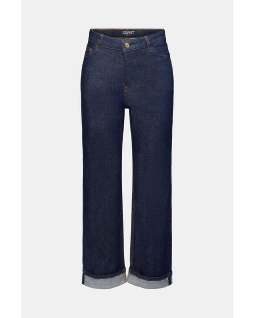Esprit Premium Jeans Met Rechte Pijpen En Hoge Taille in het Blue