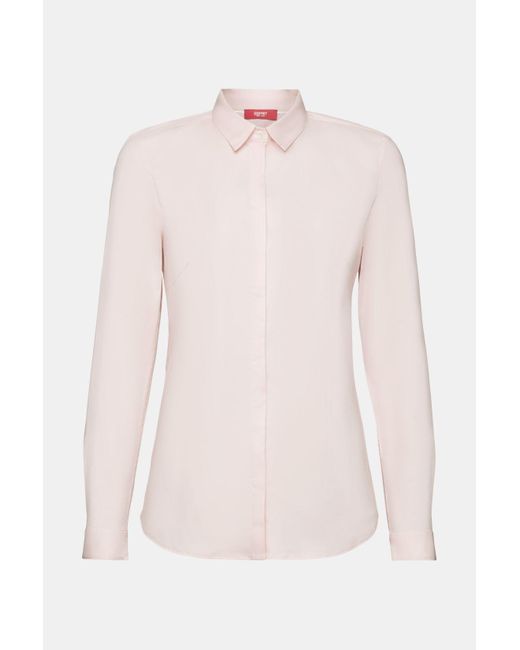 Esprit Shirt Met Lange Mouwen Van Popeline in het Pink