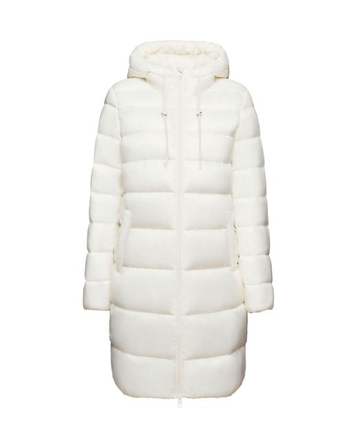 Manteau matelassé déperlant à capuche Esprit en coloris White