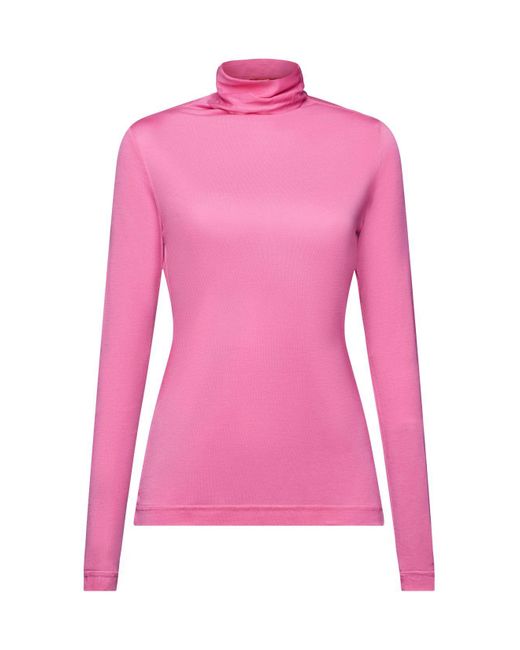 Esprit Pink Jersey-Longsleeve mit Rollkragen