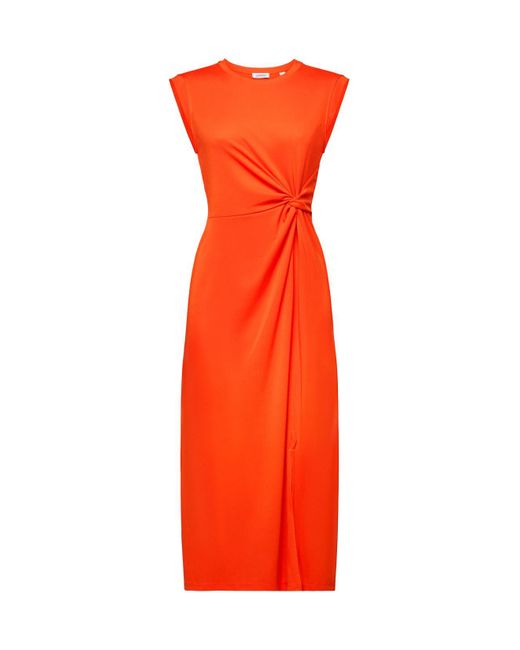 Esprit Geknoopte Midi-jurk Van Crêpe in het Orange