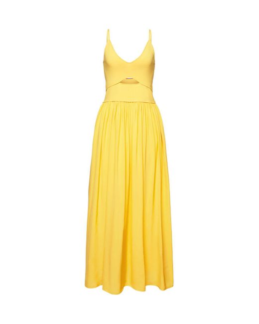 Esprit Midi-jurk Met Cut-out in het Yellow