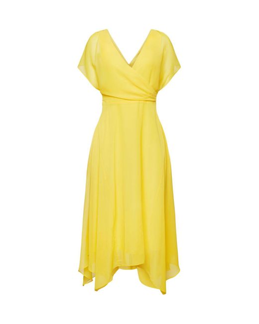 Esprit Chiffon Maxi-jurk Met V-hals in het Yellow