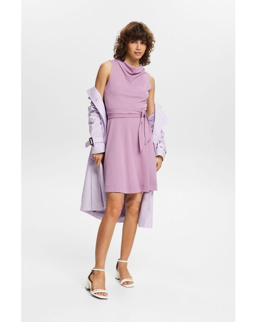 Esprit Mini-jurk Met Watervalkraag in het Purple