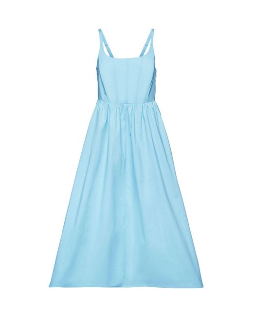 Esprit Popeline Midi-jurk Met Baleinen in het Blue