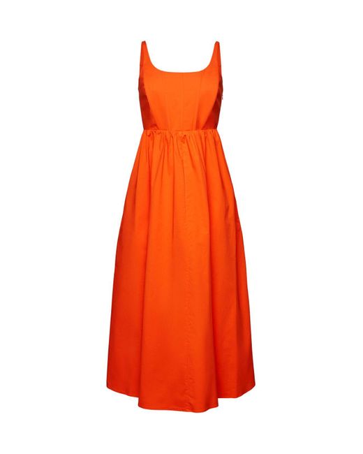 Esprit Popeline Midi-jurk Met Baleinen in het Orange