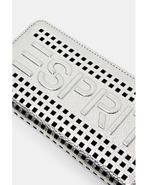 Esprit Leren Portemonnee Met Logo En Ritssluiting in het Gray