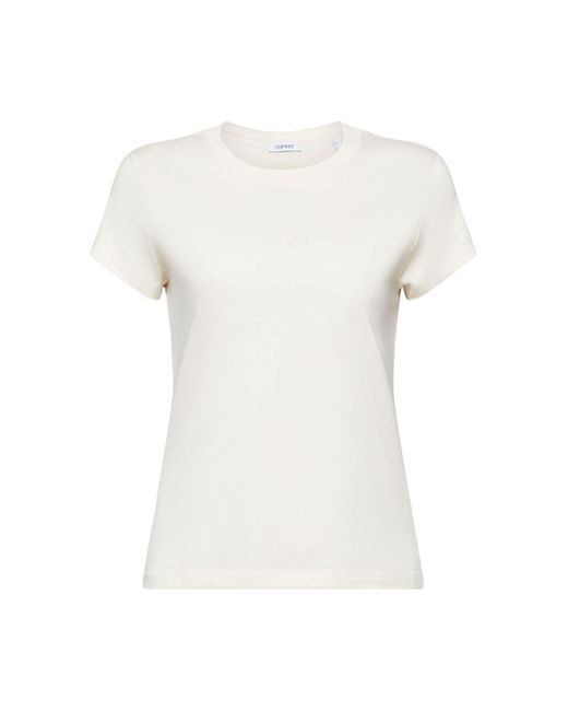 Esprit Katoenen T-shirt Met Ronde Hals En Logo in het White