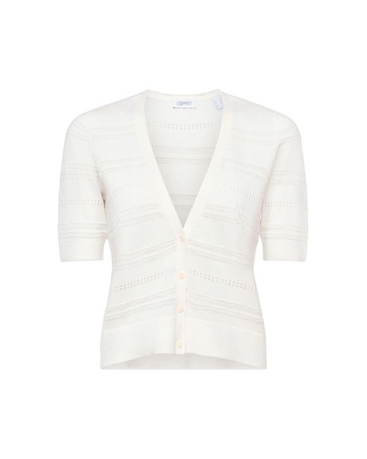 Esprit Open Gebreid Vest Met V-hals in het White