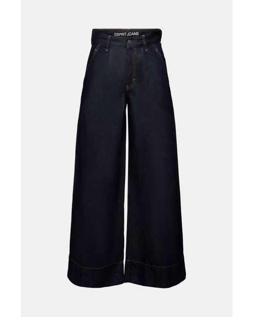 Esprit Blue Weite Chino-Jeans mit Falten, hohem Bund und weitem Bein