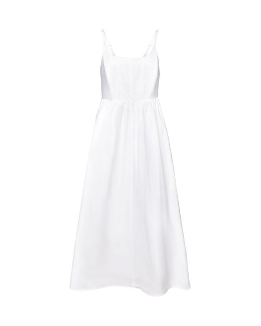 Esprit Popeline Midi-jurk Met Baleinen in het White