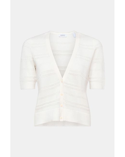 Esprit Open Gebreid Vest Met V-hals in het White