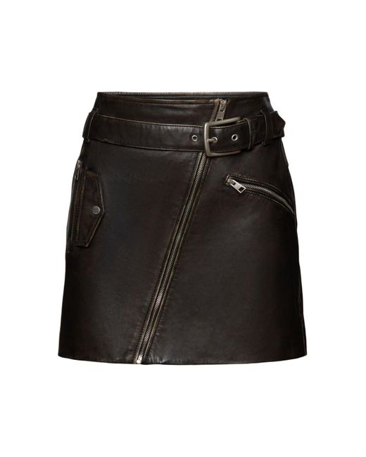 Mini-jupe à zip asymétrique Esprit en coloris Black