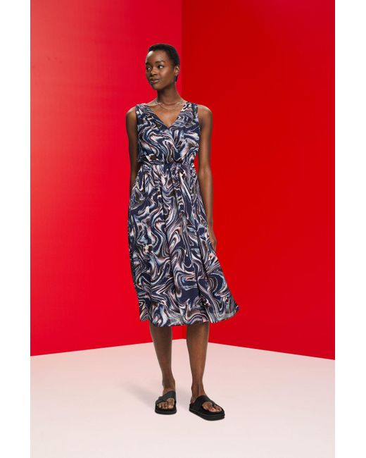 Esprit Midi-jurk Met Print All-over in het Blue