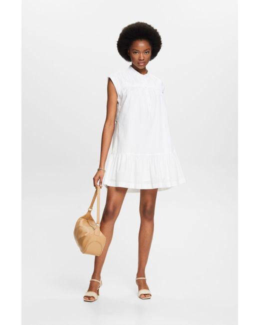 Mini-robe sans manches à base volantée Esprit en coloris White