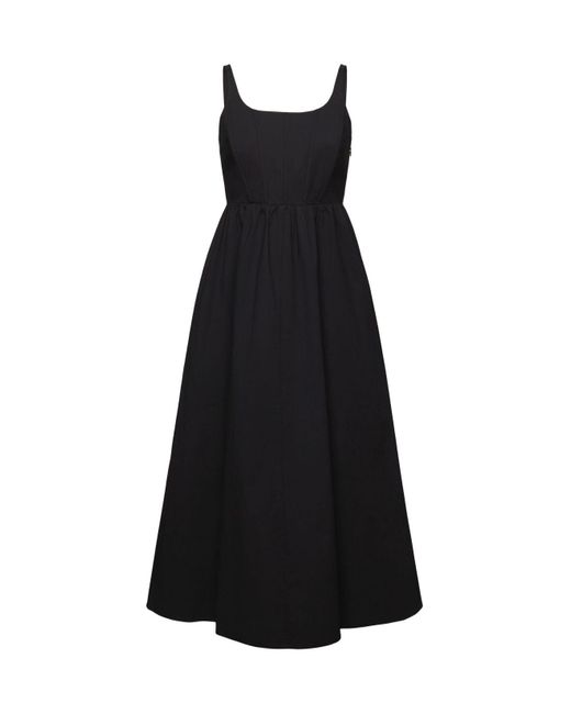Esprit Popeline Midi-jurk Met Baleinen in het Black