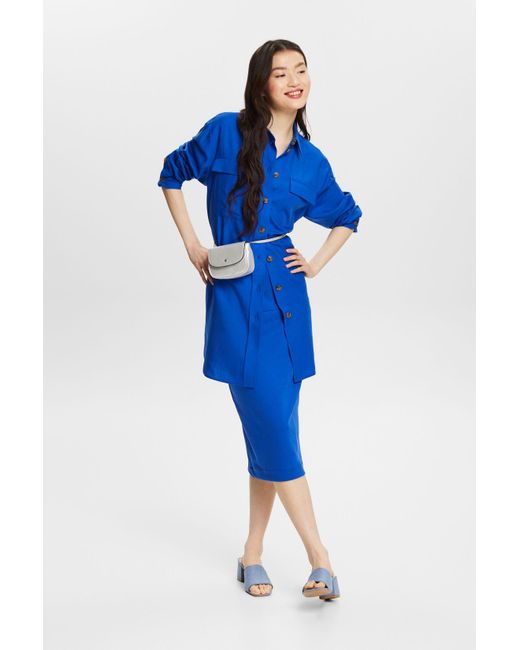 Esprit Blue Langarmbluse Hemd im Oversize-Look