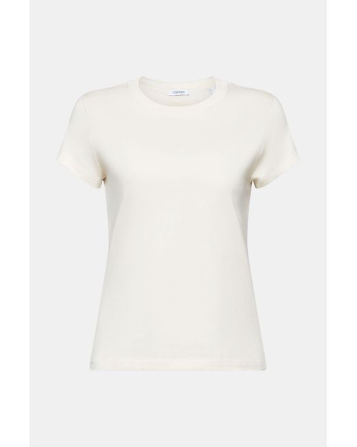 Esprit Katoenen T-shirt Met Ronde Hals En Logo in het White