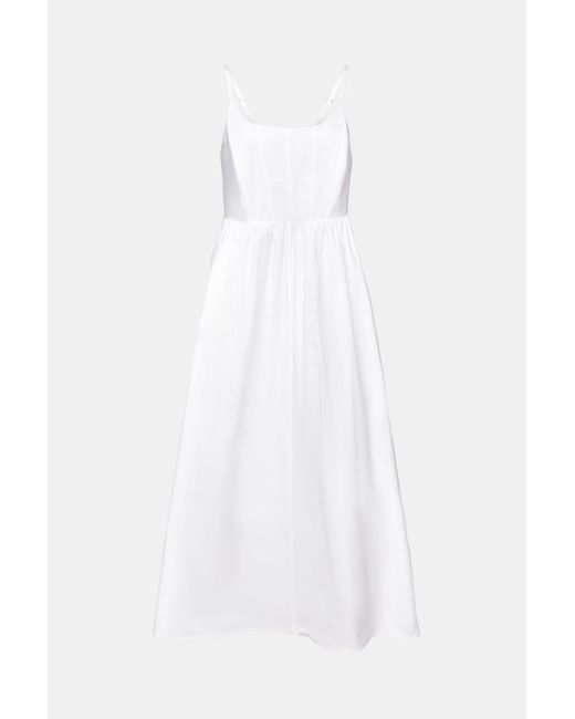 Esprit Popeline Midi-jurk Met Baleinen in het White