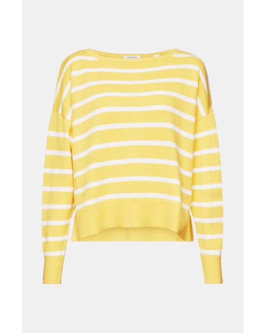 Esprit Gestreepte Sweater Van Katoen En Linnen in het Yellow