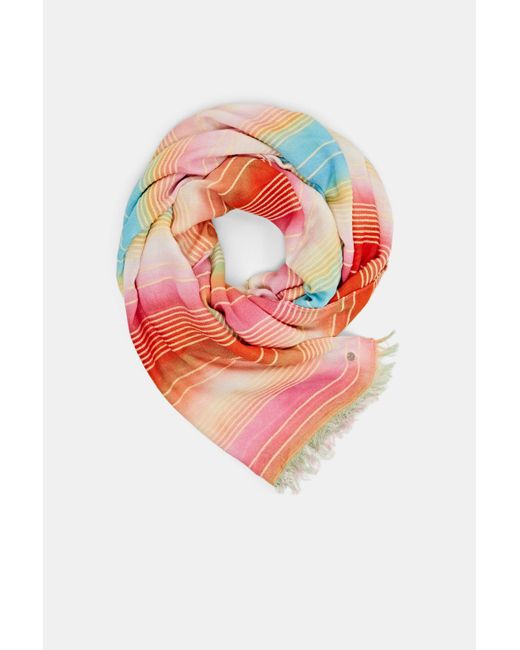 Esprit Rafelige Sjaal Met Print in het Pink