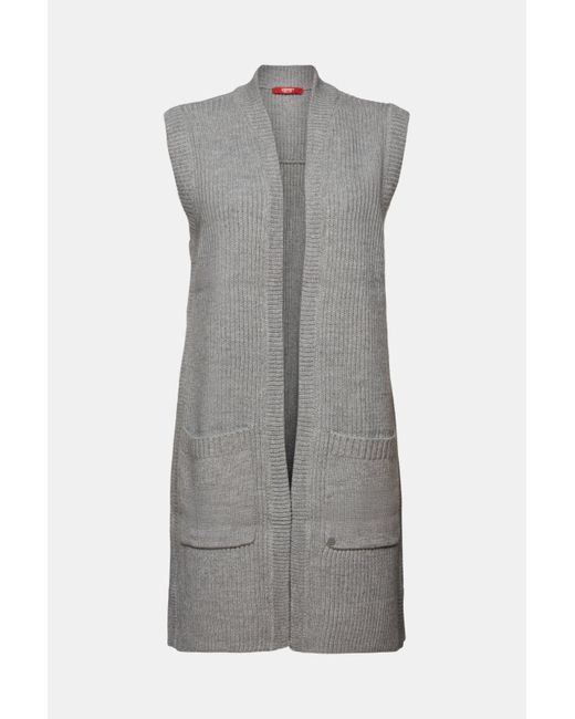 Esprit Gerecycled: Lang Mouwloos Vest in het Gray