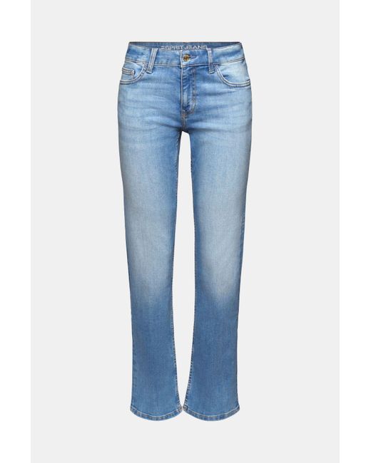 Esprit Jeans Met Middelhoge Taille En Rechte Pijpen in het Blue