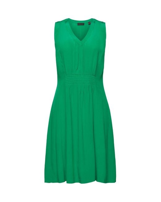 Esprit Green Midikleid A-Linien-Kleid mit gesmokter Taille